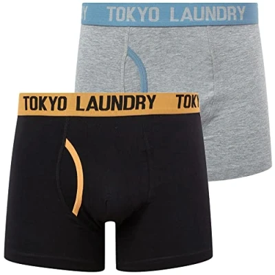 Image of Tokyo Laundry Men&#039;s Spencer (2 Pack) Boxer Shorts Set Papaya/Blue Shadow M