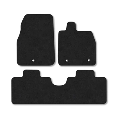 Image of Car Mats Compatible with Ford Mustang Mach E (2021 ) Tailored Fit Black Carpet Floor Set Accessory Custom 4 Pieces Anti Slip Backing &amp; Binding Trim Edge