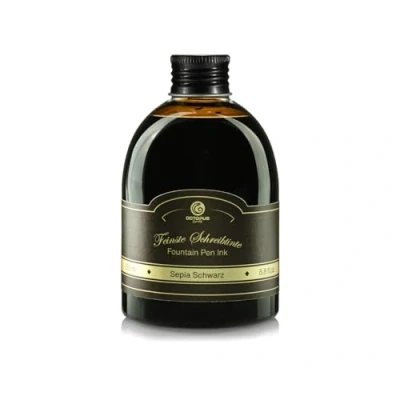 Image of Octopus fountain pen ink in practical refill bottle, writing for pen, ink, calligraphy Sepia Black 250ml