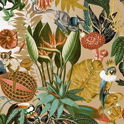 Image of Wonderland Tropical Wallpaper Gold Holden 91191