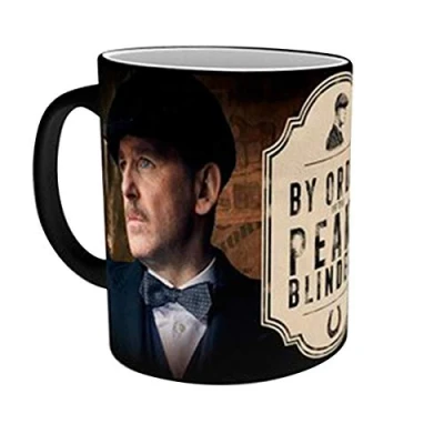 Image of Peaky Blinders Thermal Effect Mug White Black Printed Ceramic in Gift Box