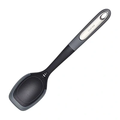 Image of Chef Aid Nylon Serving Spoon with Measurements in Tablespoon and Millilitres, Head Silicone Edge, Comfort Grip Handle, BPA Free Dishwasher Safe