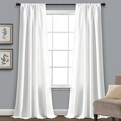 Image of Lush Decor, White Venetian Solid Color Window Panel for Living, Dining, Bedroom (Single Curtain), 54&quot; W x 84&quot; L