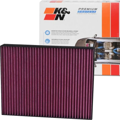 Image of 95557221910, 95581963100 Pollen Filter K&amp;N Filters DVF5009 Activated Carbon 277mm 34mm Square VOLKSWAGEN: Transporter 5, Amarok Pickup