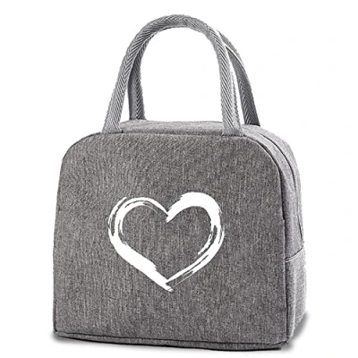 Image of FINDING CASE Insulated Lunch Bag Tote for Women Wide Open Cooler Water Resistant Thermal Leak Proof Organizer Men Girls Children Outdoor Picnic Work (Heart Black)