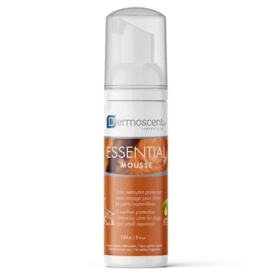 Image of Dermoscent Essential Mousse Dry Shampoo for Dogs &amp; Small Mammals Rinse Free Foam to Cleanse Skin Coat Odour Control Smelly Pets Soap 150ml