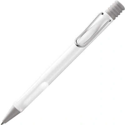 Image of Lamy safari white Ballpoint Pen with ergonomic grip &amp; line width M for pleasant long writing made of robust ASA plastic including large capacity refill 16 in blue