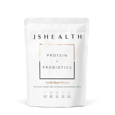 Image of JSHealth Vegan Pea Protein Powder with Probiotics Vanilla Bean Flavor Gluten Free, Non GMO, Plant Based Drink Mix, 300g