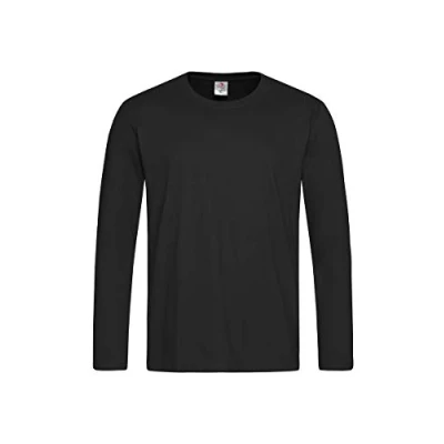 Image of Stedman ST2500 Mens Long Sleeve Classic Crew Neck T Shirt Black Opal S