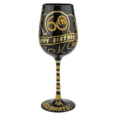 Image of Top Shelf 60th Birthday wine glass ladies/womens 440ml