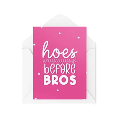 Image of Galentine&#039;s Day Cards Hoes Way Before Bros Breakup Valentines Best Friend Bestie Card Girly CBH1598