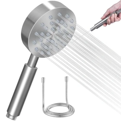Image of Shower Head and Hose, High Pressure Heads, 304 Stainless Steel Head, Universal Powerful Handheld Showerhead with Jet Spray Mode for Cleaning Bathroom, Tub