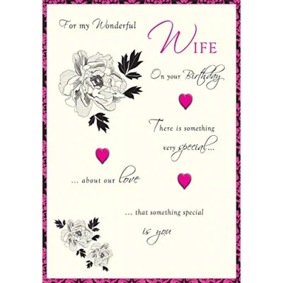 Image of Piccadilly Greetings Traditional Birthday Card Wife 10 x 7 inches