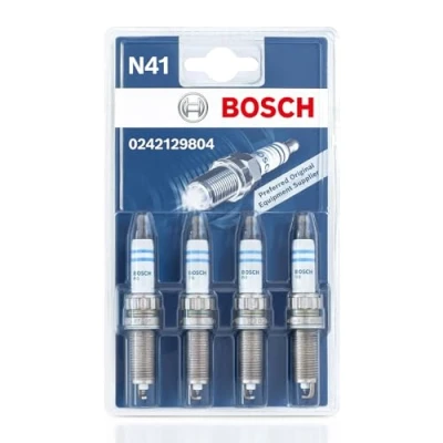 Image of Bosch Iridium 0242129804 (N41), Spark Plug Set of 4 for a Reliable Gasoline Engine Start and Long Service Life with Robust Design