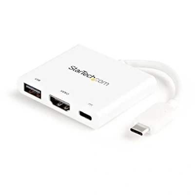 Image of StarTech.com USB C to HDMI Adapter White 4K 30Hz Thunderbolt 3 Compatible with Power Delivery (USB PD) Dongle (CDP2HDUACPW)