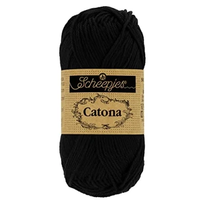 Image of Scheepjes Catona 110 Jet Black Yarn 1x10g