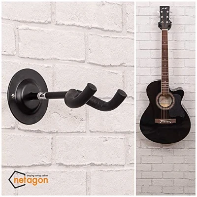 Image of Netagon Short Arm Guitar Hanger Hook Holder Wall Mount Display Fits All Guitars, Bass, Banjo, Etc. (1 x Hanger)