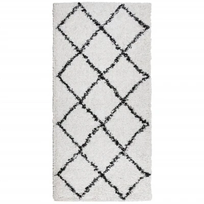Image of vidaXL Shaggy Rug PAMPLONA High Pile Modern Cream and Black 100x200 cm