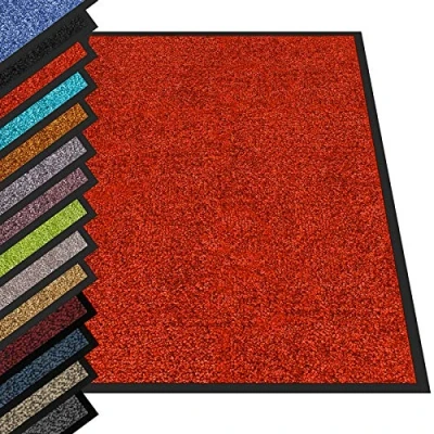 Image of etm Dirt Trapper Door Mat Entrance Rhine (Watermelon Red, 90 x 300 cm) Indoor &amp; Outdoor Doormat, Washable Front Non Slip Backing Super Absorbent Floor Rug Barrier