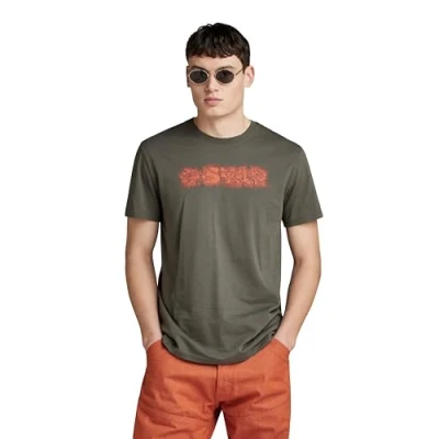 Image of G Star RAW Mens Distressed Logo T Shirt Grey Cotton Size Large