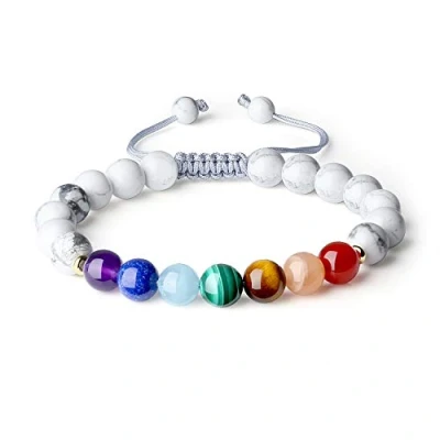 Image of COAI 7 Chakra Bracelet Stone Beaded Bracelet, Howlite for Women Men
