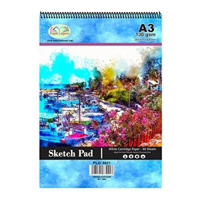 Image of A3 Spiral Sketch Pad 130 GSM Paper Sketchbook, Hardback (297 x 420 mm) 30 Sheets