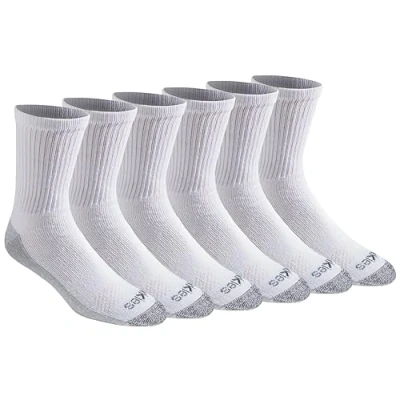 Image of Dickies Men&#039;s Dri tech Moisture Control Mid Crew Socks, Available in M XL (6, 12, Comfort Length White (6 Pairs), X Large (Pack of 6)