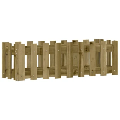 Image of vidaXL Garden Raised Bed with Fence Design 100x30x30 cm Impregnated Wood Pine