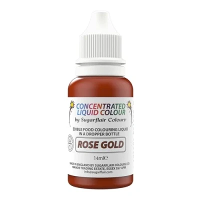 Image of Sugarflair Rose Gold Liquid Food Colouring Droplet For Painting By Mixing With Rejuvenator Spirit 14ml