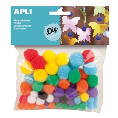 Image of Apli Kids Pom Poms Assorted Colours (Pack of 78)