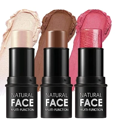 Image of LuckNest 3 Pcs Cream Contour Sticks, Shades with Highlighter &amp; Bronzer Blush, Non greasy and Water resistant Face Contouring Pen, Easy to Sculpt the Create a Lightweight Finishing Makeup
