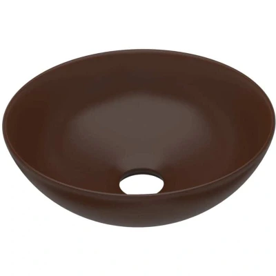 Image of vidaXL Bathroom Sink Ceramic Dark Brown Round