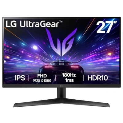 Image of LG UltraGear Gaming Monitor 27GS60F, 27 Inch, 1080p, 180Hz, 1ms Response Time, HDR 10, NVIDIA G Sync &amp; AMD FreeSync compatible, Smart Energy Saving, Displayport, HDMI