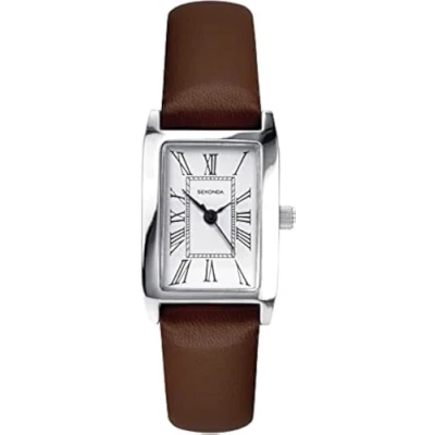 Image of Sekonda Classic Ladies Quartz Watch with White Dial Analogue Display and Brown Strap 40338