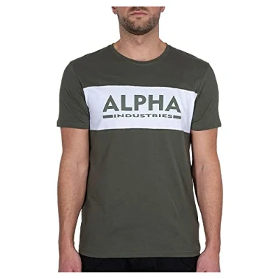 Image of Alpha Industries Men&#039;s Inlay T Shirt, Darkolive/White, XL
