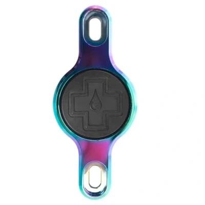 Image of Muc Off Secure Bicycle AirTag Holder, Iridescent Air Tag Holder for Bike with Security Screws Anti Theft Protection Mount Compatible Apple