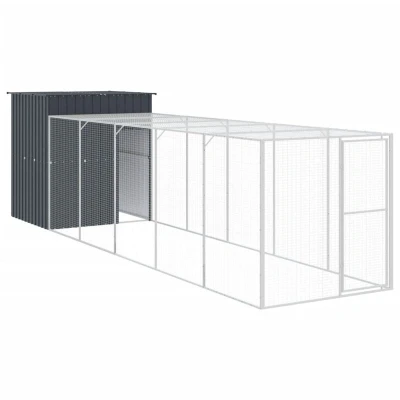 Image of vidaXL Chicken Cage with Run Anthracite 165x659x181 cm Galvanised Steel