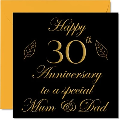 Image of Special Pearl Anniversary Card for Dad Mum Parents &amp; Happy 30th Wedding Cards from Son Daughter Family, 145mm x Greeting Thirtieth Anniversaries