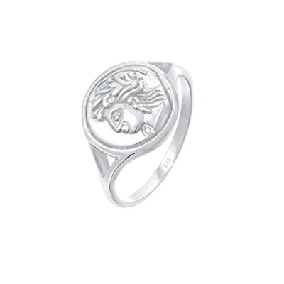 Image of Elli Ring Ladies Signet Coin Vintage Look Trend Blogger in 925 Sterling Silver