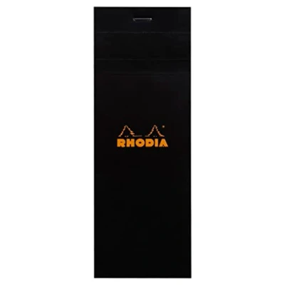 Image of RHODIA 82009C Stapled Notepad N8 Shopping Black 7.4x21 cm Small Tiles 80 Detachable Sheets 80G Clairefontaine Paper Coated Card Cover Pack of 10 pads