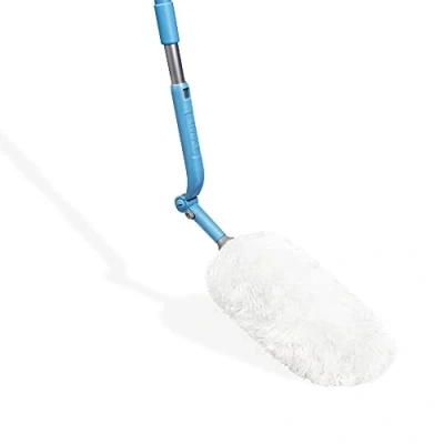 Image of E Cloth 2 in 1 Microfibre Extendable Duster, Household Floor, Wall and Ceiling Cleaner, Blue &amp; White, Washable Reusable, Count