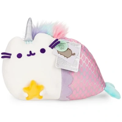 Image of GUND Pusheen Magical Lights Mermaid Pusheenicorn Touch Activated Light Up Cat Plush Stuffed Animal, 12