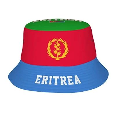 Image of WanwEN Eritrea Flag Eritrean Bucket Hat Full Printed Sun Hats Fisherman Outdoor Summer Travel Hiking Beach Caps Black