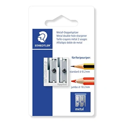 Image of STAEDTLER 510 20 BKD Metal Double Hole Sharpener for Pencils 8.2 10.2 mm (Blister of 1)