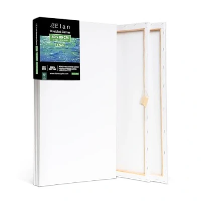 Image of Elan Stretched Canvases 40x80 CM, 6 Pack for Painting, Painting Canvas Bulk, Adults Blank Paint Art
