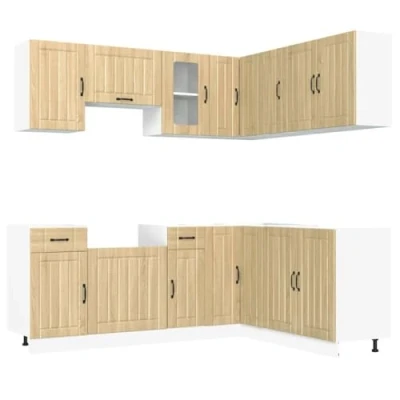 Image of vidaXL 11 Piece Kitchen Cabinet Set Lucca Sonoma Oak Modern Durable Engineered Wood for Optimal Storage