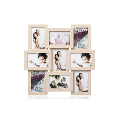 Image of ARPAN MDF Multi Apperture Picture/Photo Frame, Holds 9 x 6&#039;&#039;X4&#039;&#039; Photos (Natural)