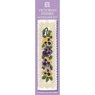 Image of Textile Heritage Collection Cross Stitch Bookmark Kit Victorian Pansies
