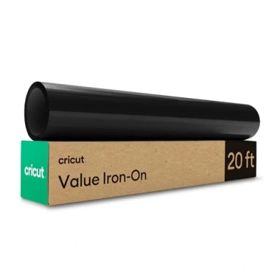 Image of Cricut Iron On Black 6m (20ft) Heat Transfer Vinyl Roll for use with All Cutting Machines