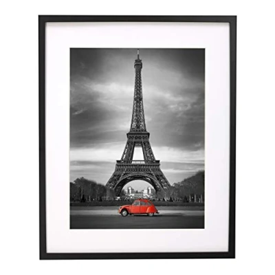 Image of BD ART Picture Photo Frame, Poster Frame Black 16 x 20(40 50 cm) with mount 12 16(30x40 cm), Plexiglass
